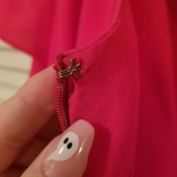 NWT Halston Fuscia One Shoulder Draped Dress 6 - Picture 8 of 10